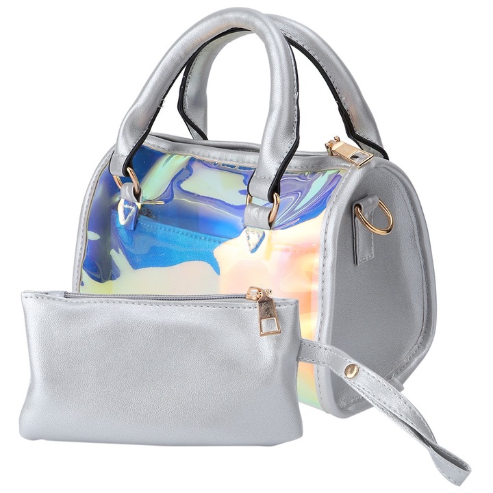 Jormftte női táska, ezüst, 2 részes szett, sokoldalú design, nagy tárhely