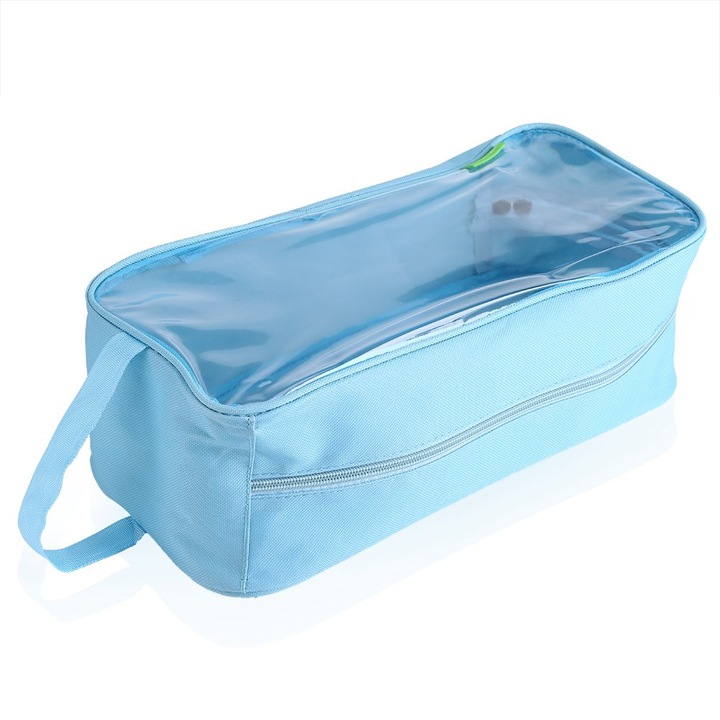 Jormftte sporttáska cipőhöz, vízálló, tó kék, átlátszó rekesszel, könnyen hordozható