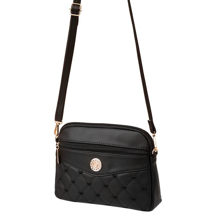 Jormftte női táska, vödör típusú táska, nagy kapacitású, hímzett mintás, fekete, mindennapi használatra és utazáshoz