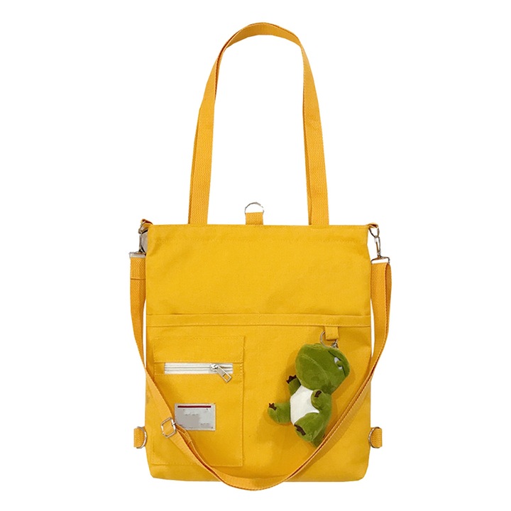 Jormftte vászon válltáska, sárga, japán stílusú, nagy kapacitású, könnyű és tartós