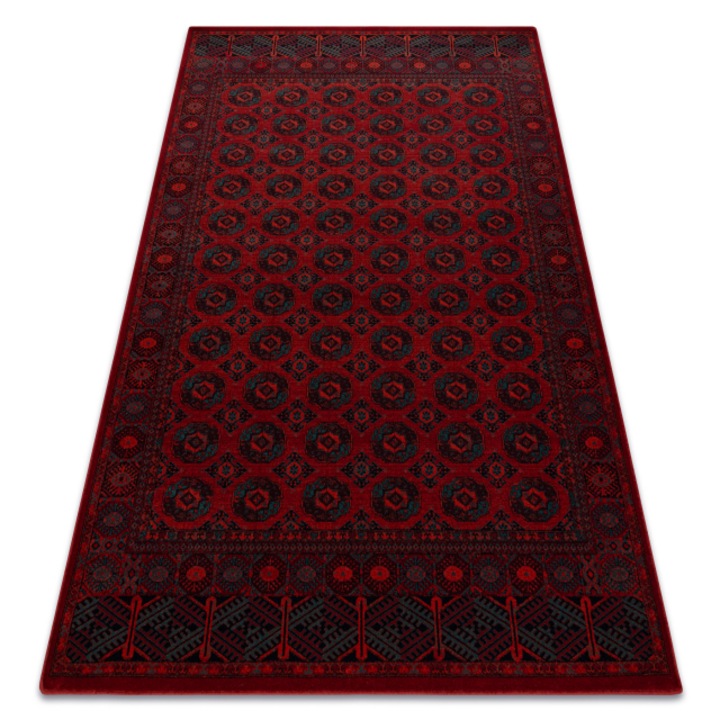 Covor de lana Dywany Łuszczów Omega Buchara, cadru, cercuri, rosu, 170x235 cm