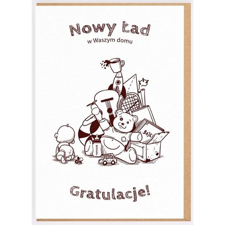Karnet felicitare Narodziny, Nadwyraz, 176x126mm, ecologic, cu plic