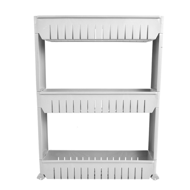 Jormftte 3 szintes, függőleges, gurulós fürdőszobai tároló polc, szürke