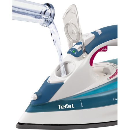 Fier de calcat Tefal Aquaspeed Autoclean FV5374, Talpa Autoclean, 2400 W, 0.3 l, 40 g/min, 160 g/min, 2 m, Alb/Albastru