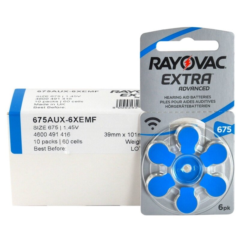 Baterii pentru proteze auditive RAYOVAC 675 Zinc-Aer 0% mercur - 10 blistere/60 bucati