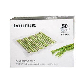 Set Pungi Taurus 20 X 30 Vacpack pentru aparat vacuumat, 50 buc, pungi gofrate, termorezistente, 20x30cm Set Pungi Taurus 20 X 30 Vacpack pentru aparat vacuumat, 50 buc, pungi gofrate, termorezistente, 20x30cm