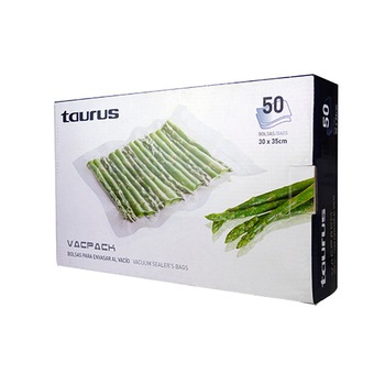 Set Pungi Taurus 30 X 35 Vacpack pentru aparat de vacuumat, 50 buc, pungi gofrate, termorezistente, 30x35cm Set Pungi Taurus 30 X 35 Vacpack pentru aparat de vacuumat, 50 buc, pungi gofrate, termorezistente, 30x35cm