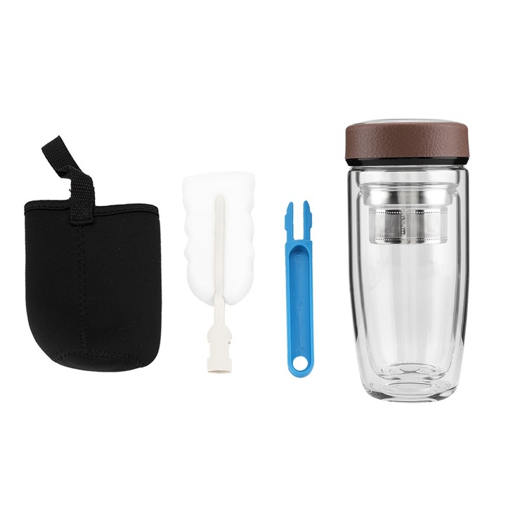 Üvegbögre infúzióval, Mmgoqqt, 350 ml, hőálló, tömítőgyűrűvel