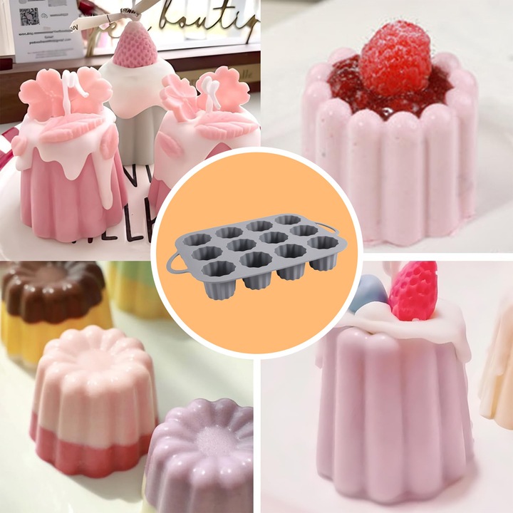 Szilikon muffin sütőforma 12 rekeszes, rugalmas, fekete, 32.5x20.5cm