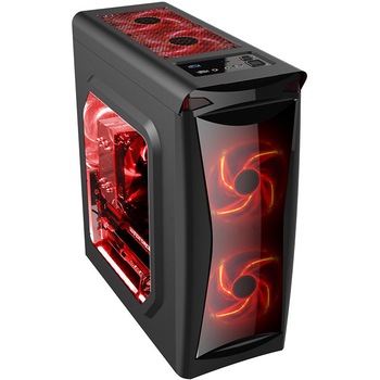 Carcasa Floston RED FIRE, Middle tower, Negru/Rosu Carcasa Floston RED FIRE, Middle tower, Negru/Rosu