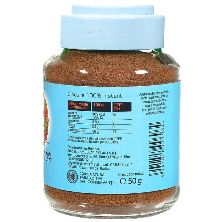 Solaris instant kávé, 100% cikória, 50 g