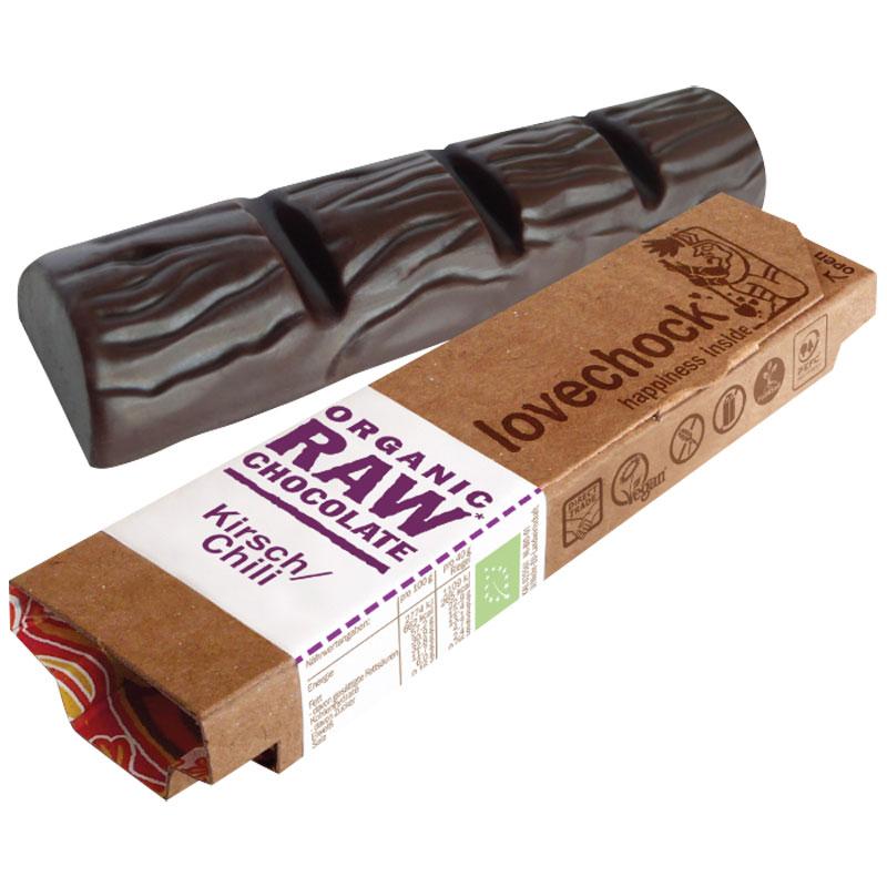 Ciocolata cu cirese si chili ECO raw-vegan 40 g - Lovechock