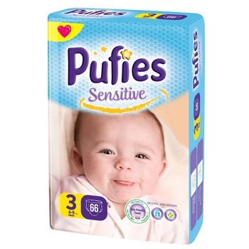 Scutece Pufies Sensitive 3 midi, Maxi Pack, 66 buc Scutece Pufies Sensitive 3 midi, Maxi Pack, 66 buc