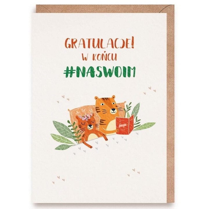 Felicitare ecologica A6, Cardie, W koncu na swoim, cu grafica, 105x148mm, set cu envelopa