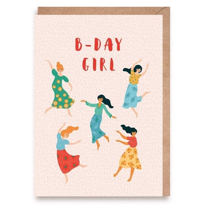 Felicitare de ziua de nastere B-Day Girl, Cardie, ecologica, A6, 105x148mm, cu coperta bruna