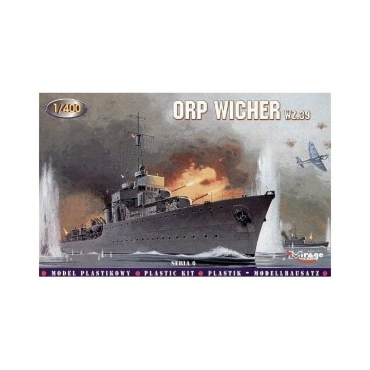 Model plastic de asamblare ORP Wicher wz. 39, Mirage Hobby, 1:400, 244x360mm, set fara accesorii