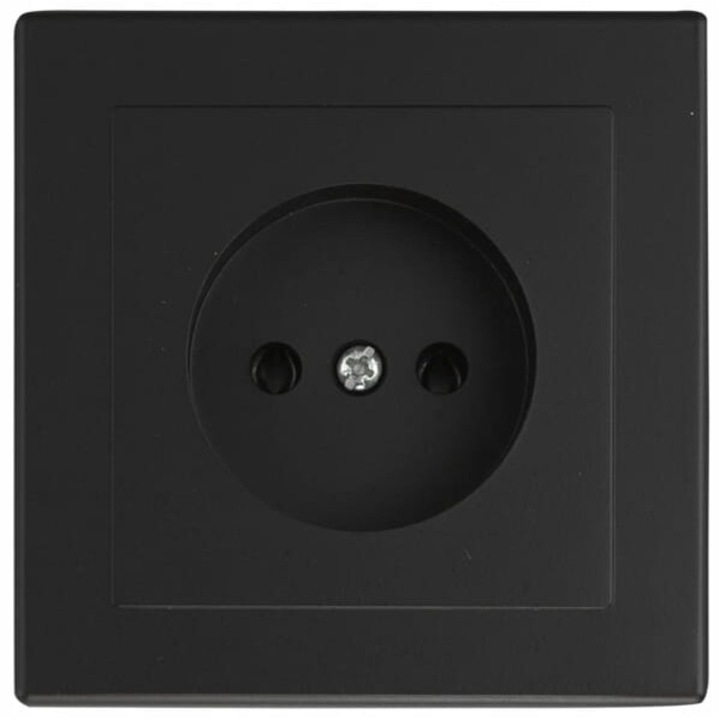 Gniazdo subtire Jowisz, DUWI, fara impamantare, 16A, 250V, negru mat, 7x7cm