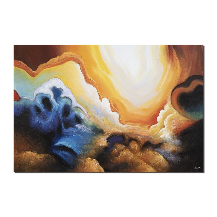 Tablou abstract gigant pictat manual, Artnova, Univers, 150x100cm pictura ulei pe panza, gata de agatat pe perete