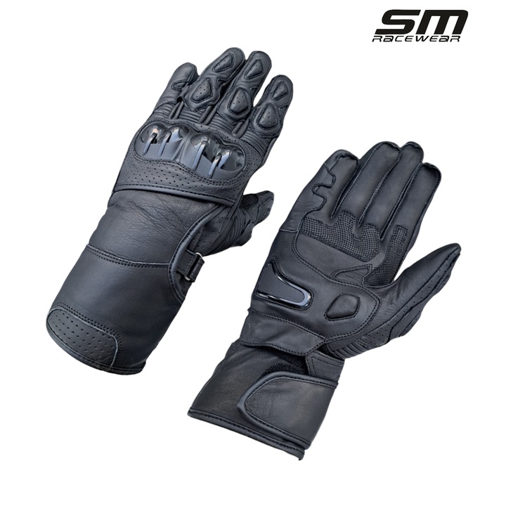 Manusi moto Alp, piele naturala, Negru, S