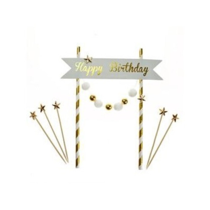 Set baloane Happy Birthday, Arpex, zloty, 116x214mm