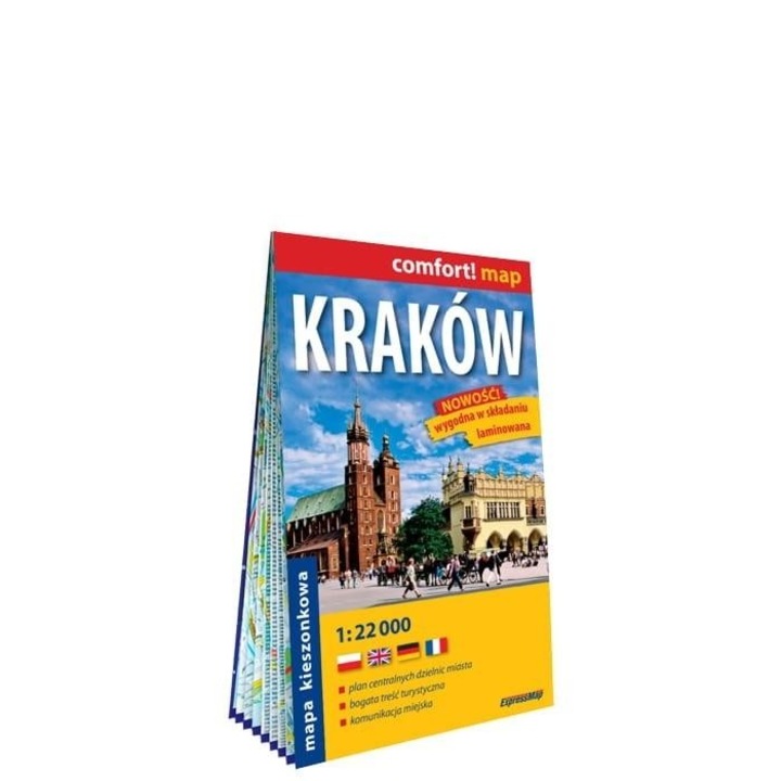 Harta turistica ExpressMap Cracovia 1:22 000, 2023, 97x161 mm, 2 pagini, laminata
