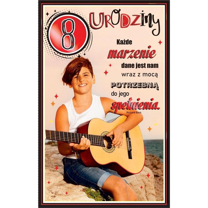 Felicitare Urodziny 8 ani baietel, AbCard, cu text imprimat, 20,5x13cm, set cu envelopa