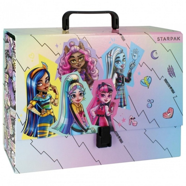 Папка А4 с дръжка Monster High, Starpak, 33x25x9.5cm, многоцветна