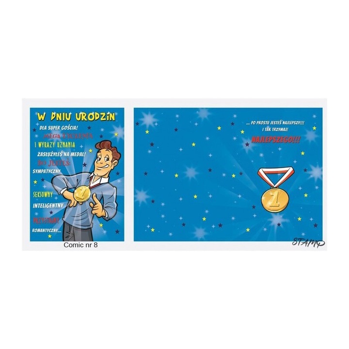 Karnet Comic B6 cu coperta, Urodziny, Stamp, 184x130mm