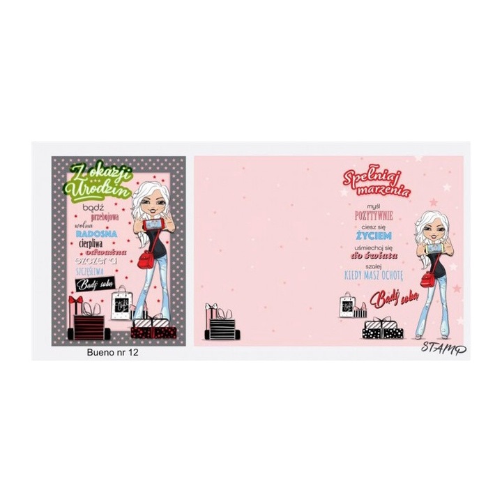Karnet Bueno B6, STAMP, urodziny, 183x129mm, set cu coperta