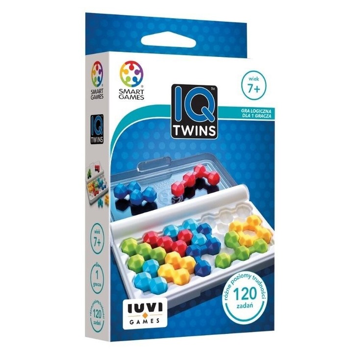 IQ Twins logikai játék, IUVI Games, 10 elem, 5 szín, 149x104mm, 7+ éveseknek