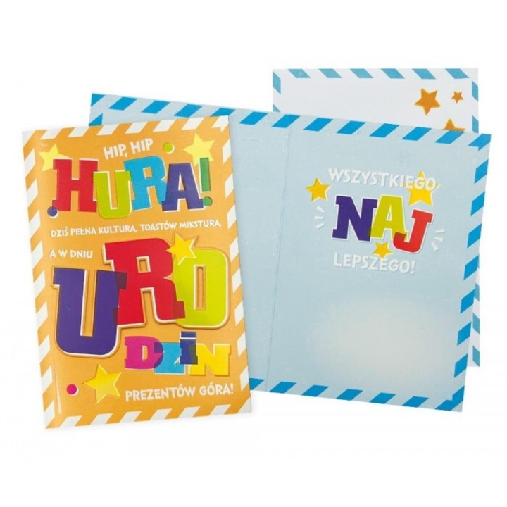 B6 Születésnapi képeslap Hip, Hip, Hurrá