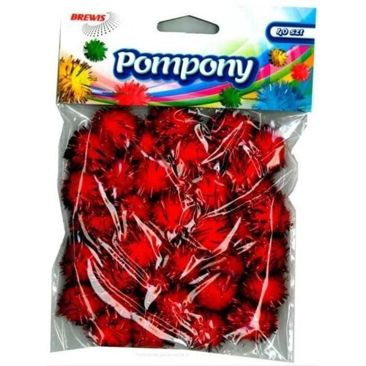 Pompoane rosii metalice 2 cm 40 buc