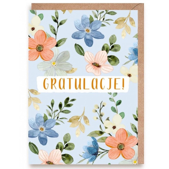 Karta de felicitare Gratulacje, Cardie, flori, A6, ecologica, 2023