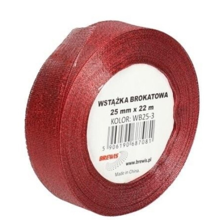 Ribanda brodata rosie 25mmx22m set, BREWIS