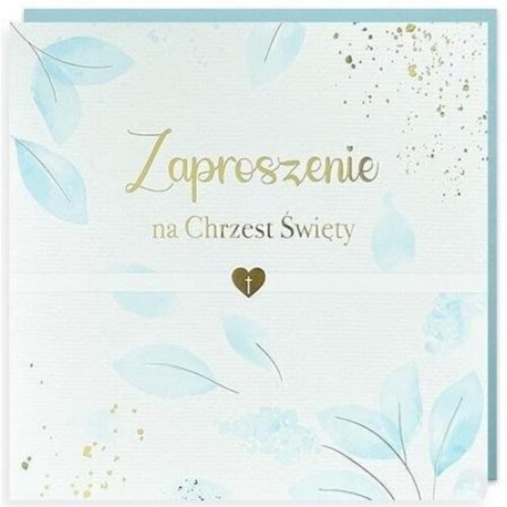 Комплект покана за кръщене от 5 части Kukartka бяла 202х167 мм със златни и сребърни детайли