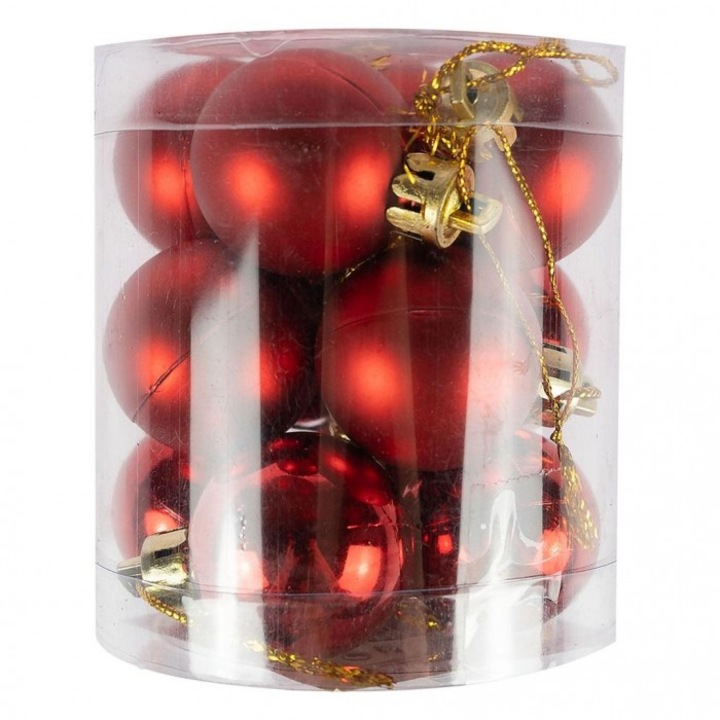 Set globuri de Craciun, Arpex, rosii, 3cm, 12 bucati