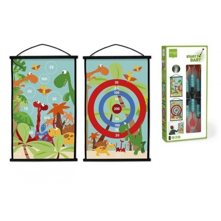 Игра Дартс с вендуза, скреч, 38x60 см, модел на динозаври, +3 години