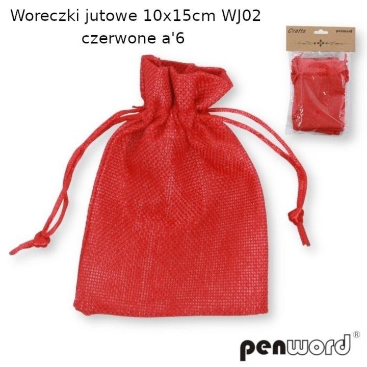 Set 6 Woreczki Jutowe Rosii 10x15cm Penword