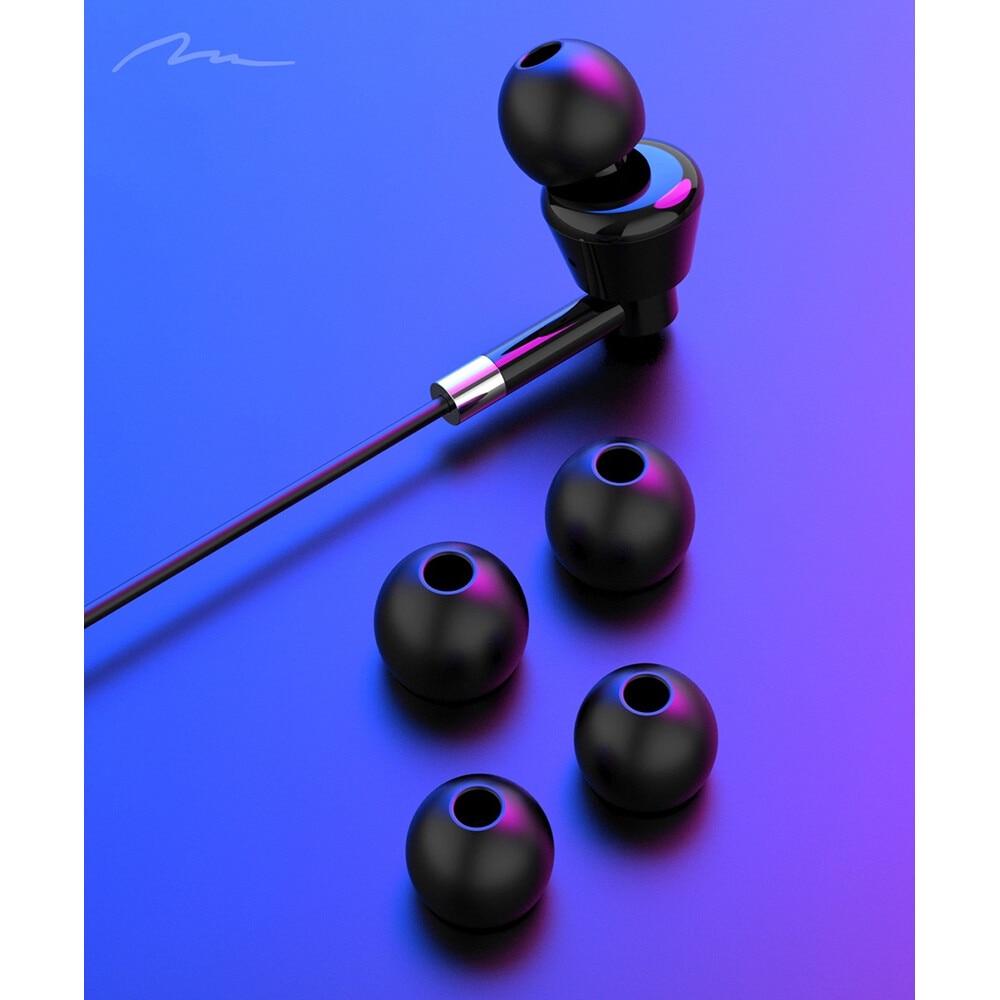 Casti cu fir, Media-Tech, USB-C, Cu microfon, Negru