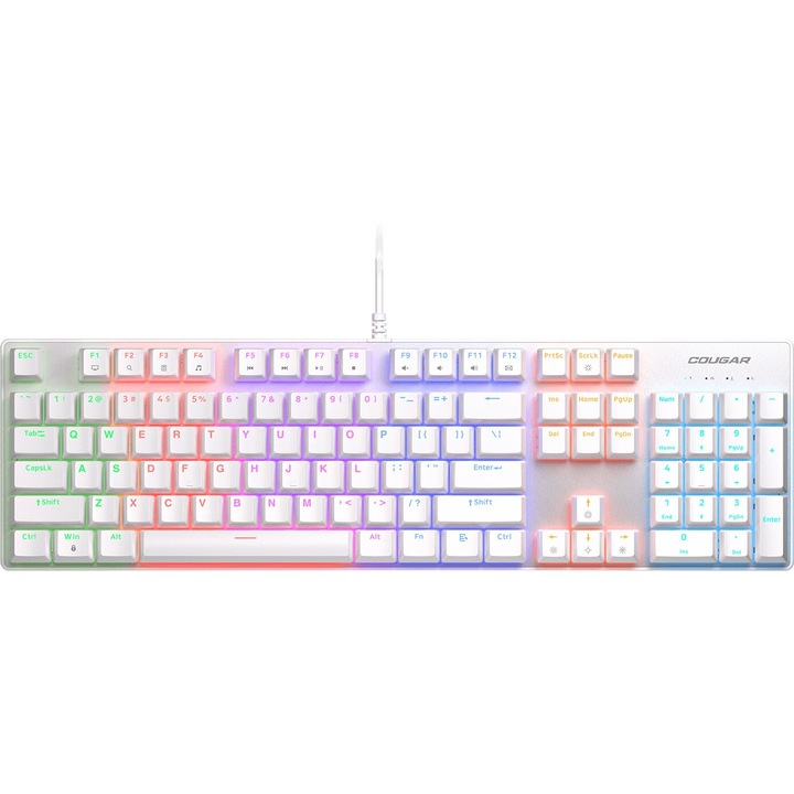Геймърска клавиатура COUGAR Ultimus EX, Бял, USB