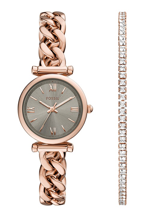 Fossil, Часовник от неръждаема стомана и гривна, Златист