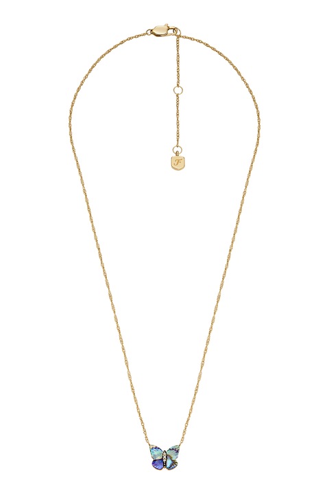 Fossil, Colier cu pandativ fluture Mother Of Pearl, Auriu