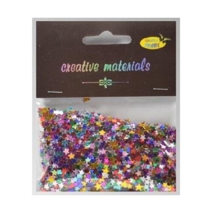 Set elemente din folie stea, Galeria Hobby, Multicolor, 6mm, 119x130mm