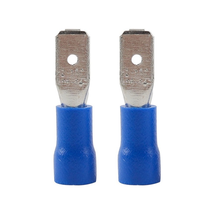 Conector cablu electric tata JZRO, set 100 buc, albastru, 1.5-2.5mm, 4.8mm