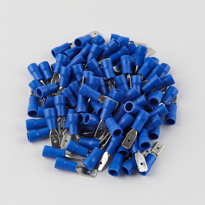 Conector cablu electric tata JZRO, set 100 buc, albastru, 1.5-2.5mm, 4.8mm