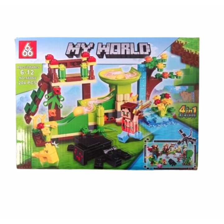 Set de constructie, My World, mini blocuri, Plastic, 204 piese