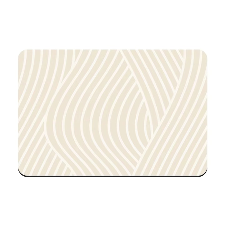 Постелка за баня от дунапрен, силикон и диатомит, неплъзгаща се, абсорбираща, 60x40 см, кремави вълни