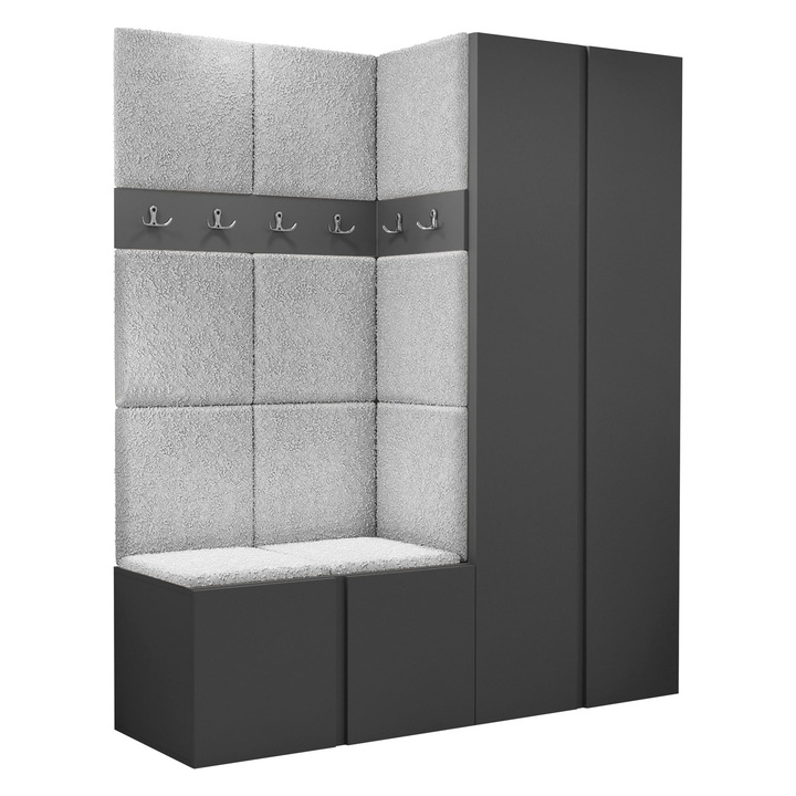 Mobilier pentru hol Tavasz III, MIRJAN24, grafit + gri deschis, 46x158x186 cm