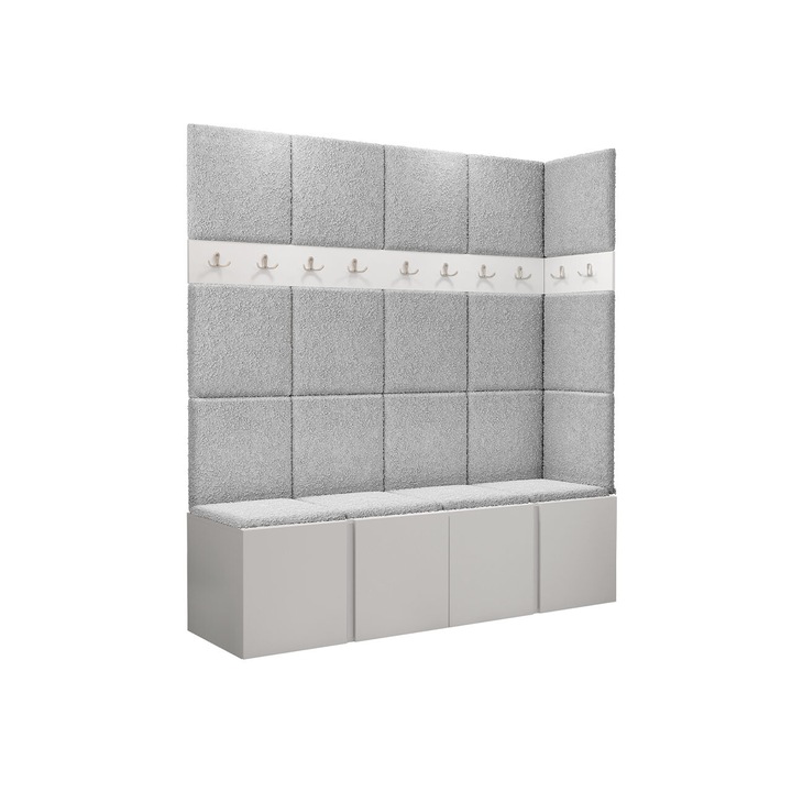 Mobilier pentru hol Tavasz II, MIRJAN24, alb + gri deschis, 46x168x186 cm