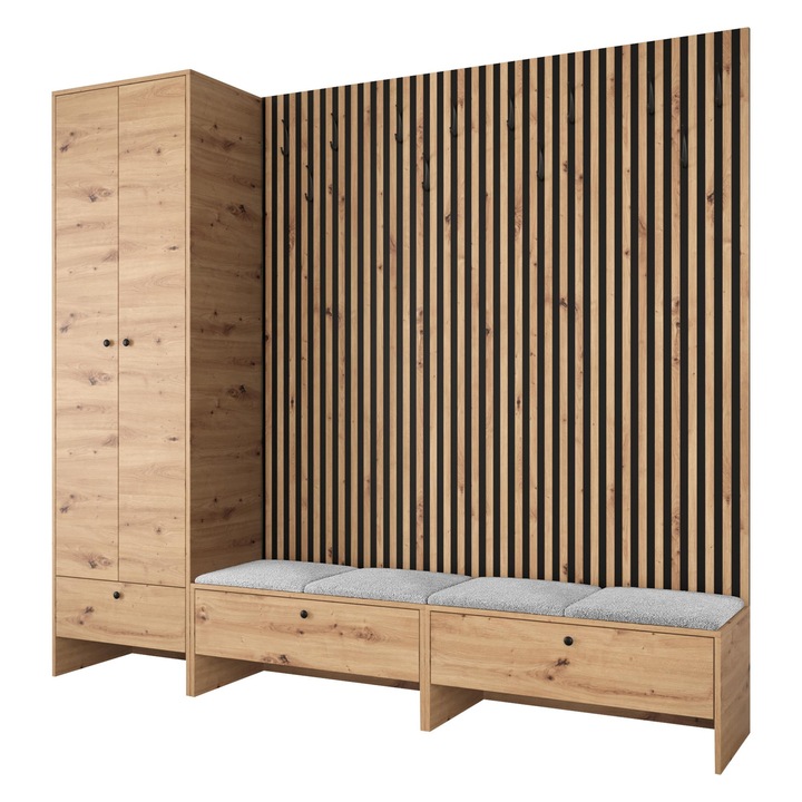 Mobilier pentru hol Esmoltis VI, MIRJAN24, stejar artisan + gri deschis